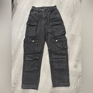 Black cargo jeans (XS/26”)